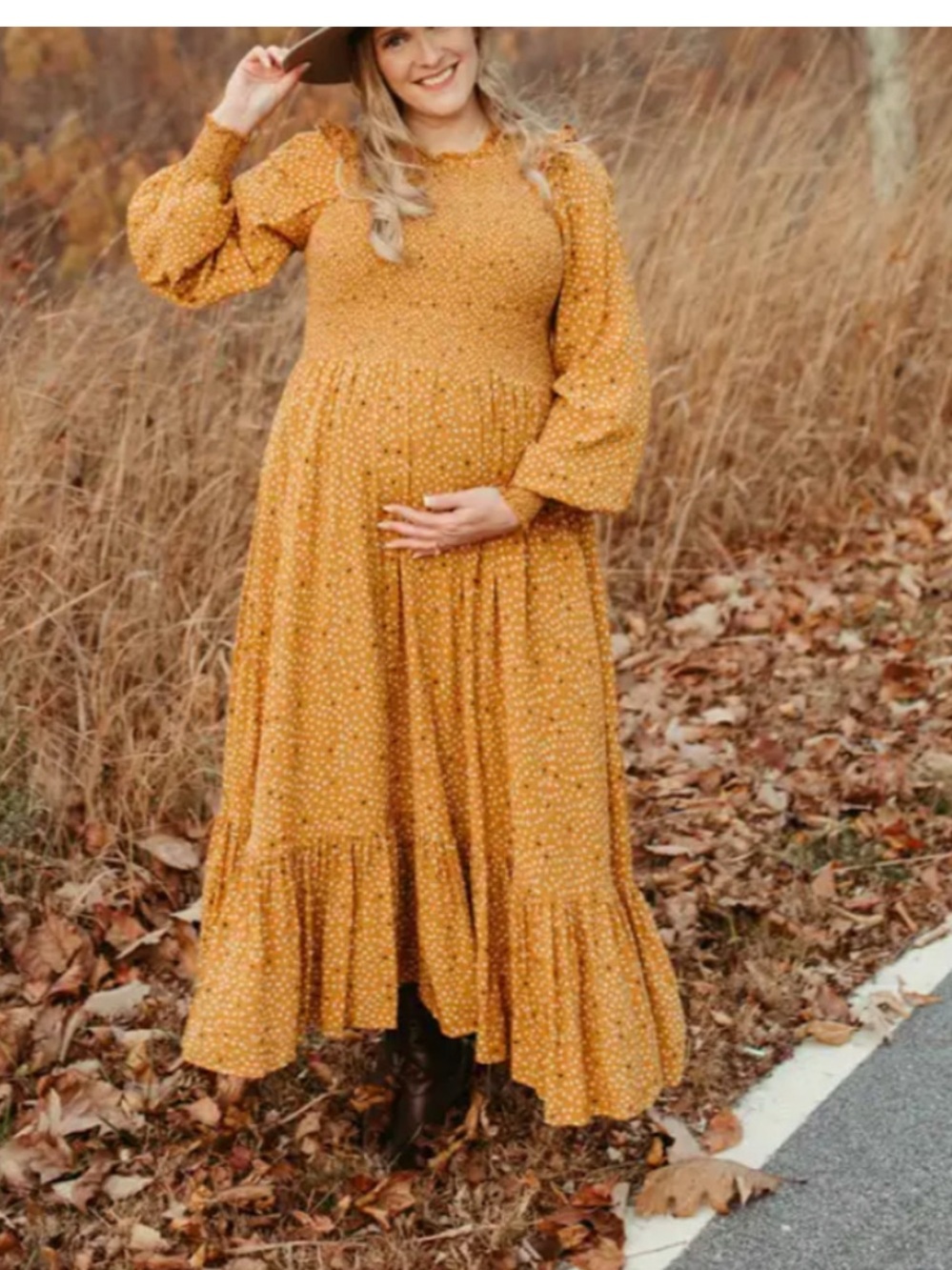 Hatch 2 Yellow Lana Maternity Midi Dress Women's Medium Loose Fit Oversized Fall